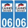 06 Cannes ville autocollant plaque