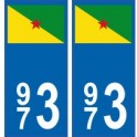 973 Guayana francesa etiqueta engomada de la placa de escudo de armas el escudo de armas de pegatinas departamento