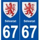 67 Sélestatr blason autocollant plaque stickers ville