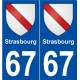 67 Strasbourg blason autocollant plaque stickers ville