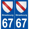 67 Estrasburgo escudo de armas de la etiqueta engomada de la placa de pegatinas de la ciudad