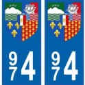 974 La Réunion autocollant plaque blason armoiries stickers département 
