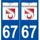 67 Vendenheim logo autocollant plaque stickers ville