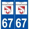 67 Vendenheim logo autocollant plaque stickers ville
