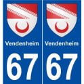 67 Vendenheim blason autocollant plaque stickers ville