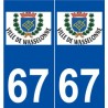 67 Wasselonne logo autocollant plaque stickers ville