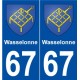 67 Wasselonne blason autocollant plaque stickers ville