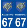 67 Wasselonne blason autocollant plaque stickers ville