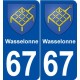 67 Wasselonne blason autocollant plaque stickers ville