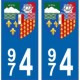 974 La Réunion autocollant plaque blason armoiries stickers département 