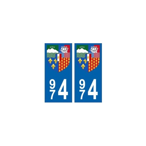 974 La Réunion autocollant plaque blason armoiries stickers département 