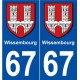 67 Wissembourg blason autocollant plaque stickers ville