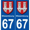 67 Wissembourg blason autocollant plaque stickers ville