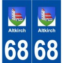 68 Altkirch logo autocollant plaque stickers ville