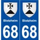 68 Blotzheim blason autocollant plaque stickers ville