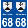 68 Blotzheim blason autocollant plaque stickers ville