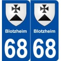 68 Blotzheim blason autocollant plaque stickers ville
