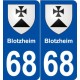 68 Blotzheim blason autocollant plaque stickers ville
