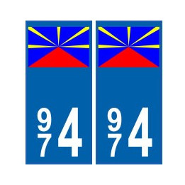 974 La Réunion autocollant plaque blason armoiries stickers département
