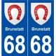 68 Brunstatt blason autocollant plaque stickers ville
