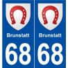 68 Brunstatt blason autocollant plaque stickers ville