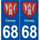 68 Cernay blason autocollant plaque stickers ville