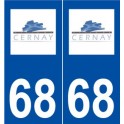 68 Cernay logo autocollant plaque stickers ville