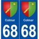 68 Colmar blason autocollant plaque stickers ville
