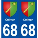68 Colmar escudo de armas de la etiqueta engomada de la placa de pegatinas de la ciudad