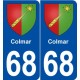 68 Colmar blason autocollant plaque stickers ville