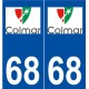 68 Colmar logo autocollant plaque stickers ville