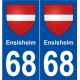 68 Ensisheim  blason autocollant plaque stickers ville