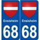 68 Ensisheim  blason autocollant plaque stickers ville