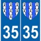 35 Ille et Vilaine autocollant plaque blason armoiries stickers département