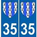 35 Ille et Vilaine de la etiqueta engomada de la placa de escudo de armas el escudo de armas de pegatinas departamento