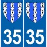 35 Ille et Vilaine autocollant plaque blason armoiries stickers département