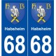 68 Habsheim blason autocollant plaque stickers ville