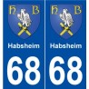68 Habsheim blason autocollant plaque stickers ville