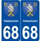 68 Habsheim blason autocollant plaque stickers ville