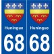 68 Huningue blason autocollant plaque stickers ville