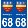 68 Huningue blason autocollant plaque stickers ville