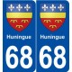 68 Huningue blason autocollant plaque stickers ville