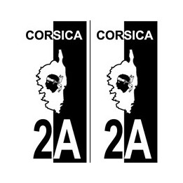 2A Haute-Corse autocollant plaque fond rouge noir