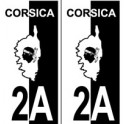 2A Corse aufkleber, platte, hintergrund weiß schwarz