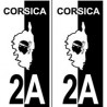 2A Haute-Corse autocollant plaque fond rouge noir