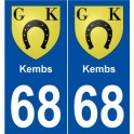 68 Kembs blason autocollant plaque stickers ville