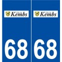68 Kembs logo autocollant plaque stickers ville