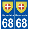 68 Kingersheim blason autocollant plaque stickers ville