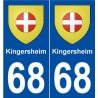 68 Kingersheim blason autocollant plaque stickers ville
