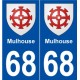 68 Mulhouse blason autocollant plaque stickers ville